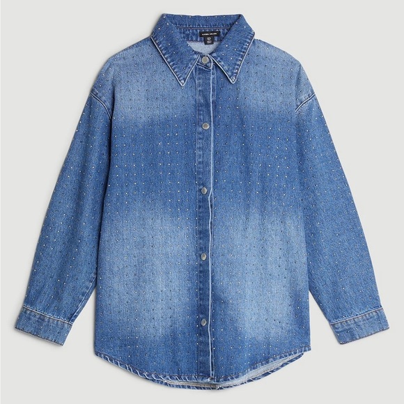 Karen Millen Embellished Denim Shirt - Picture 5 of 13